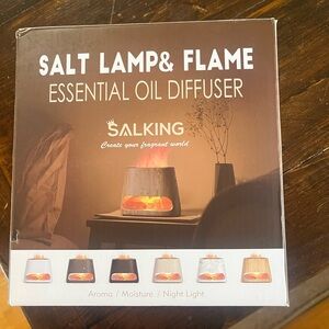 Orange Salt Lamp & Flame Essential Oil Diffuser